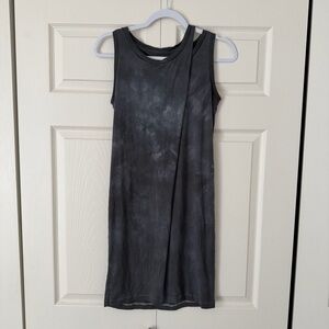 All Saints tie dye shirt dress size small gray white black asymmetric sleeve